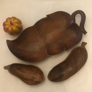 MCM Monkey pod acacia wood dishes set of 3